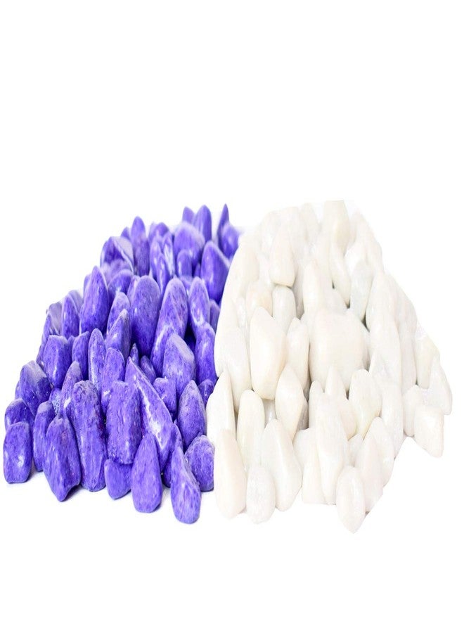 Power Stone Decorative Coloured Asymmetric Marble Stone Pebbles for Vase Filler Plant Pots Home Aquarium Fish Tanks Landscape Outdoor Garden Decoration (Purple & White, 2Kg) - Image 3